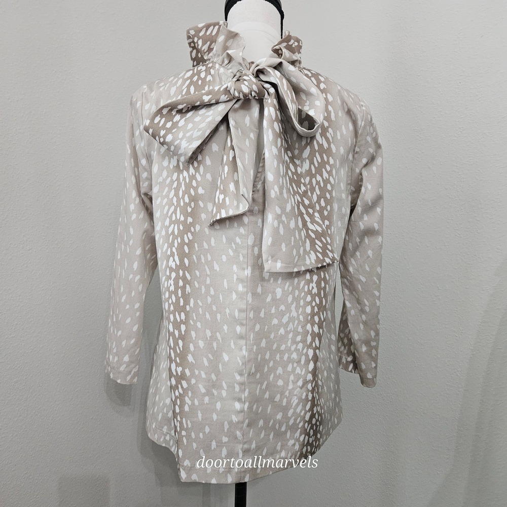 Tuckernuck Faye Swing Top in Antelope Ruffle Bow Tie Neck sz S - Picture 6 of 10